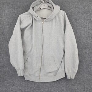 Brandy Melville Hoodie One Size Gray Fleece Sweatshirt Casual Cozy Zip Up Womens